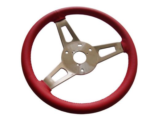 Pg classic 256-bs-r mopar a,b,c,e-body leather tuff steering wheel, red