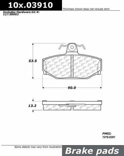 Centric 100.03910 brake pad or shoe, rear-oe formula brake pads w/hardware