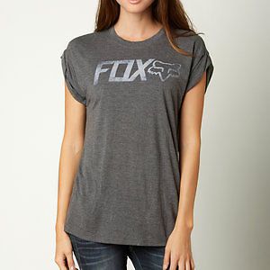 Fox racing resource womens crew roll sleeve t-shirt black md