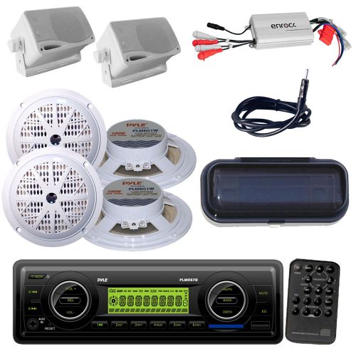 Marine 200w weatherband usb mp3 am/fm receiver+cover,800w amp,6 speakers