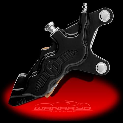 6 piston differential bore black anodized right caliper, 84-99 harleys 13 rotor