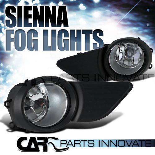 11-15 toyota sienna l le xle limited clear fog lights+h11 bulbs+harness+switch