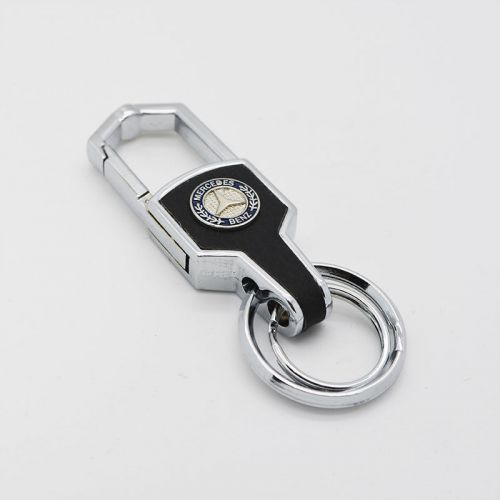 New mercedes benz car logo emblem key chain metal alloy leather gift decoration