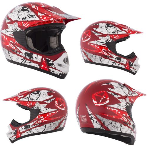 Mx helmet ckx tx-218 flaky red xsmall youth kid motocross off road dirt bike