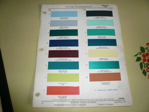 1955 mercury ditzler ppg color chip paint sample