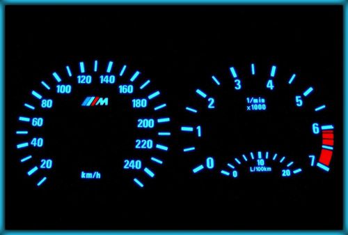 G043 bmw e46 98-05 eu 240kmh white/blue el plasma glow gauges cluster dials