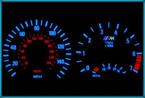 G108 bmw e46 98-05 uk 140mph white/blue el plasma glow gauges cluster dials