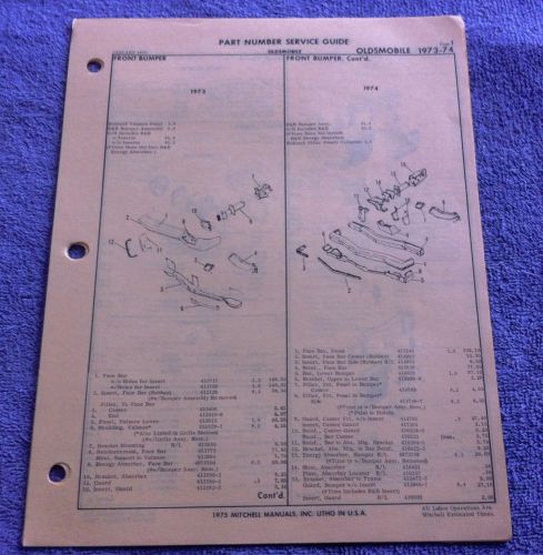 1973 74 oldsmobile delta 88 98 parts manual service guide illustrations numbers