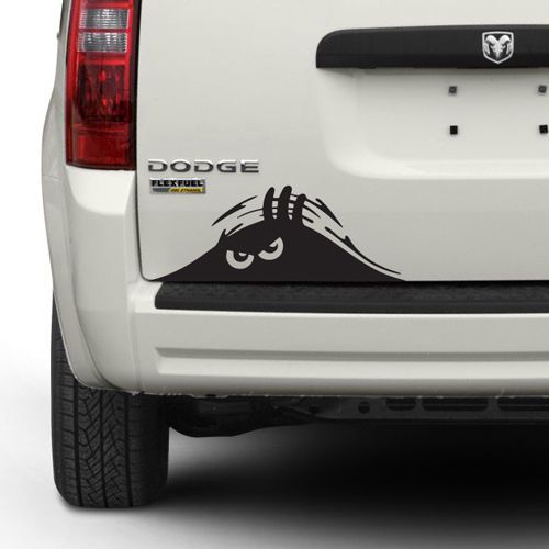 (2) 9&#034; funny peeking monster scary eyes car vinyl decal sticker (choose color)