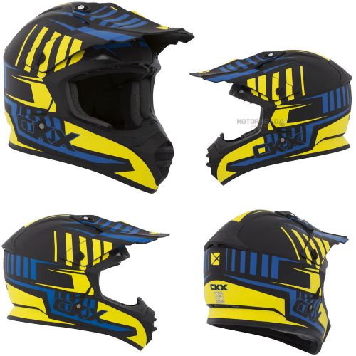 Mx helmet ckx tx-228 ace yellow/blue mat xsmall off road dirt bike motocross