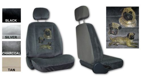 Pug trio dog canine 2 low back bucket car truck suv new seat covers pp 5a