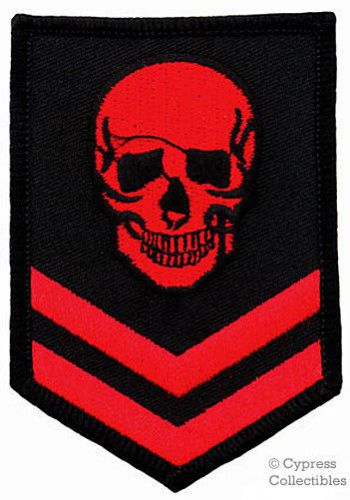 Red skull embroidered patch death biker poison skeleton iron-on emblem military