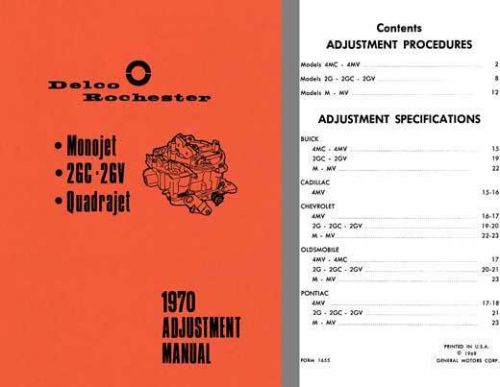 Delco rochester 1970 - delco rochester 1970 adjustment manual (monojet, 2gc - 2g