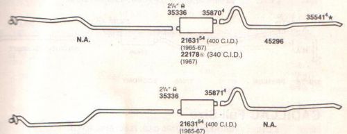 1968-1969 buick skylark dual exhaust system, aluminized with 400 engines