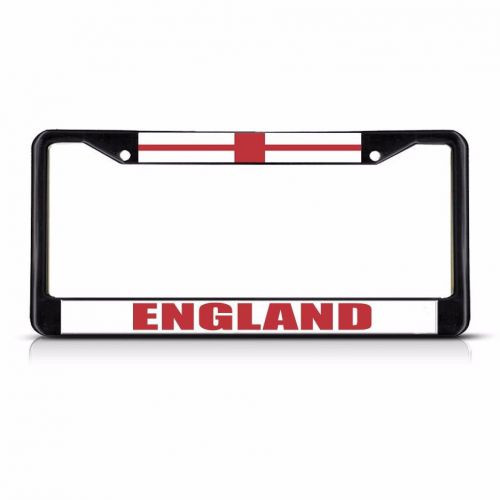England flag black heavy duty metal license plate frame tag border