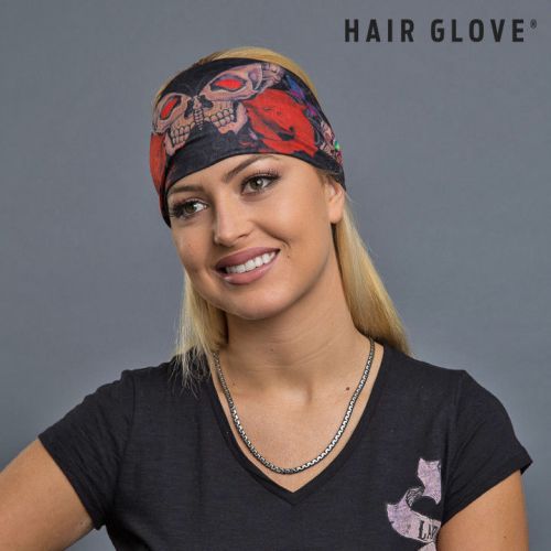 Hair glove® ez bandz skull burrtefly &amp; roses 50028 reversible stretch head band