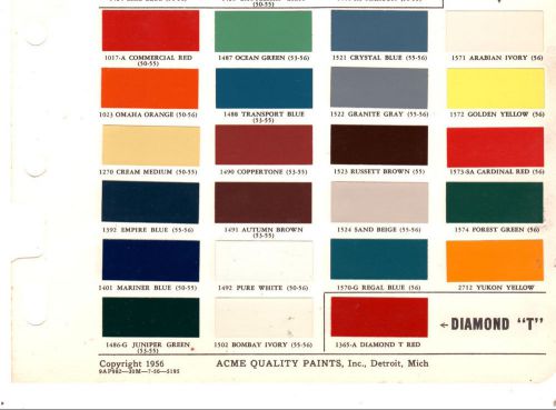 1950 1951 1952 1953 1954 1955 1956 to 1958 chevrolet truck paint chips 5056 acme