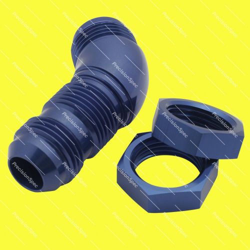 An10 10an jic 45 degree bulkhead fitting adapter with adjustable lock nut blue