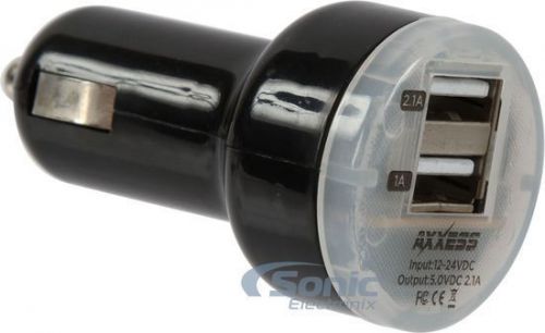 New! axxess axm-2usb-cla compact  2.1 amp dual port usb car charger