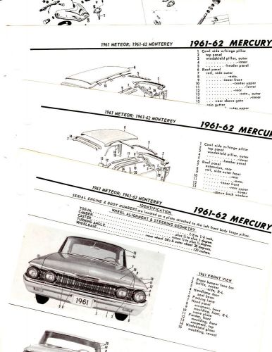 1961 1962 mercury monterey meteor motor&#039;s original body crash illustrations m 2