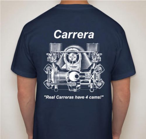 Porsche 356 carrera 4-cam t-shirts, dark blue, white image &amp; lettering, size xl!