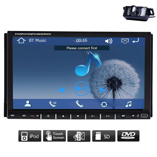 New in dash double 2 din no gps car stereo dvd mp3 player bluetooth radio+camera