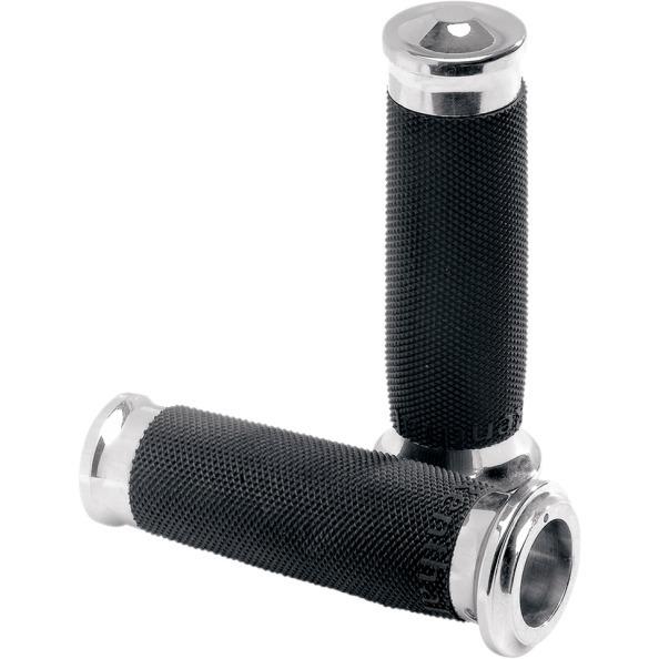 Performance machine chrome contour renthal grips - 1984-2012 harley custom pm