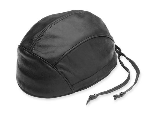 New river road drawstring skull leather cap headgear, black, one size