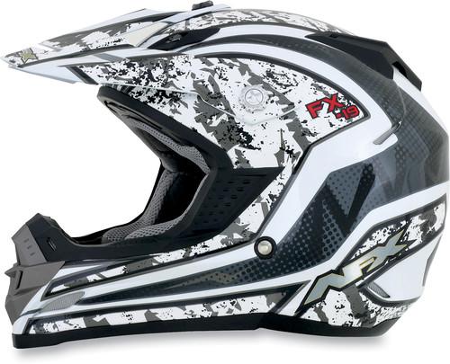 New afx fx-19 vibe offroad adult helmet, silver/white, small