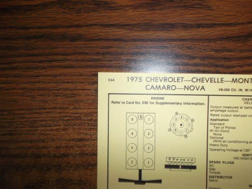 1975 chevrolet chevelle monte carlo nova camaro eight lm-1 350 v8 tune up chart