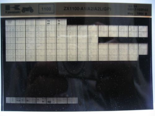 Kawasaki zx1100 gp 1983 1984 parts microfiche nos k477