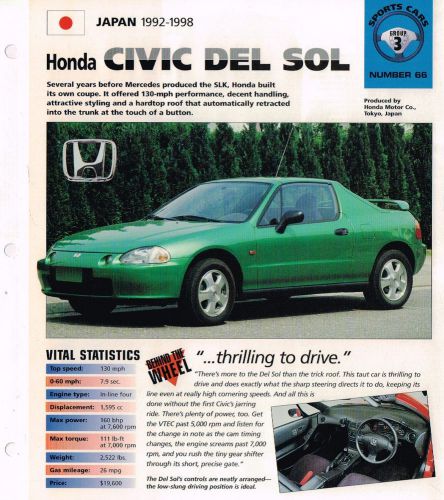 1994 / 1995 / 1996 honda civic del sol imp brochure