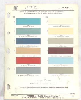 1964 ford ppg color color paint chip chart all models original 