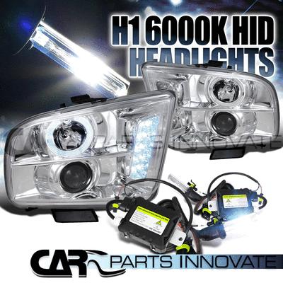 Ford 05-09 mustang chrome halo led projector headlights+h1 6000k hid kit