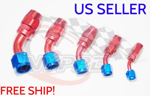 Nyppd swivel oil fuel/gas hose end fitting red/blue an-12, 45 degree 17/16 12 un