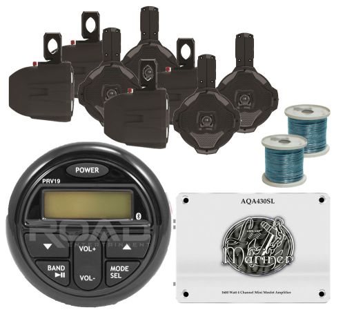 New 6.5&#034; marine speaker set/antenna, prv19 marine bluetooth usb radio, amplifier