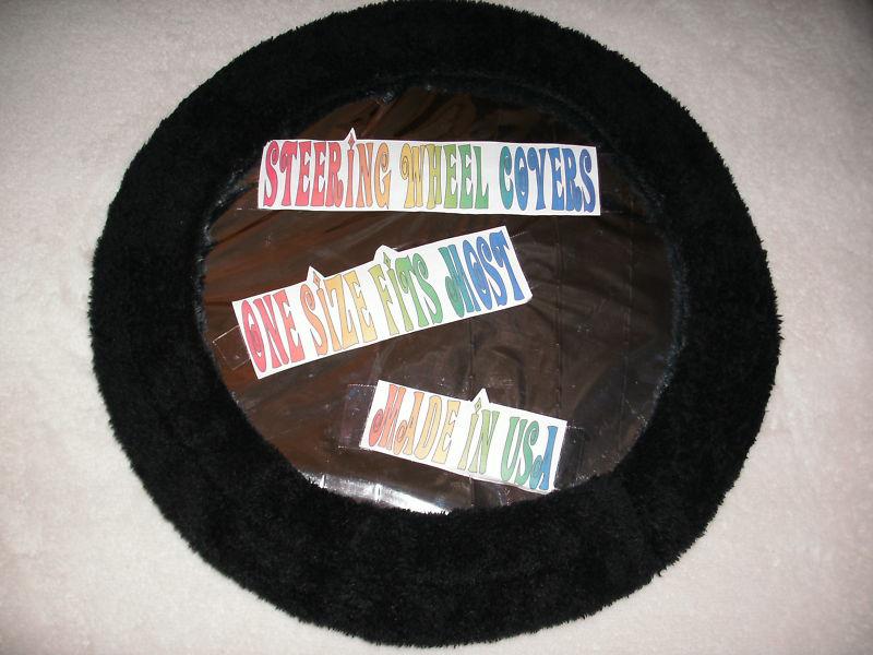 New black soft plush fuzzy steering wheel cover