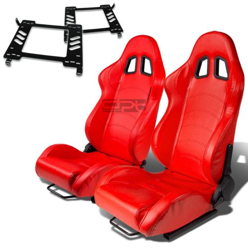 Type-1 racing seat red pvc+silder/rail+for 90-99 toyota mr2 sw20 bracket x2