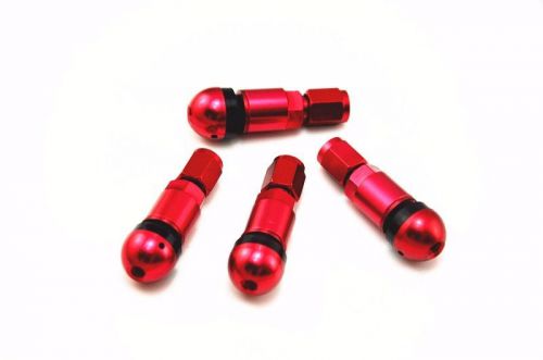 4pcs bolt-in aluminum car tubeless wheel tire valve stems with dust caps red