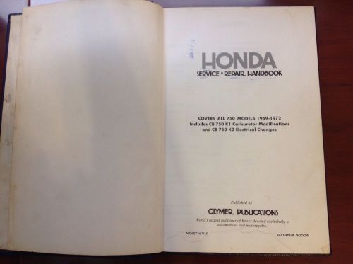 Clymer service repair manual honda all 750 models 1969 - 1972 hardcover