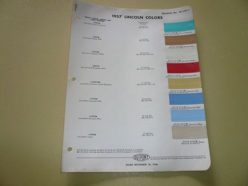 1957 lincoln dupont duco delux color chip paint sample - vintage