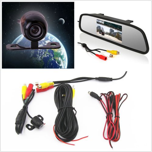 4.3&#034; lcd car video rearview mirror screen+waterproof 170° wide angle view camera