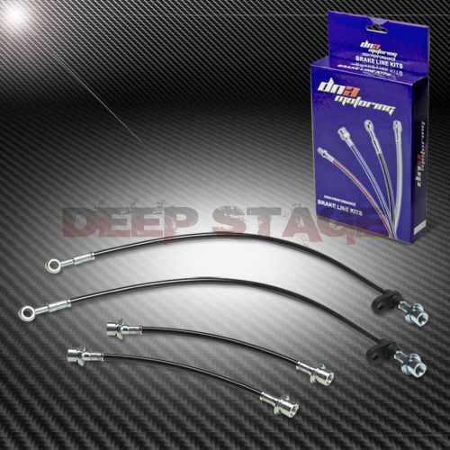 Stainless ss braided hose racing brake line 03-08 toyota corolla e110/e120 black