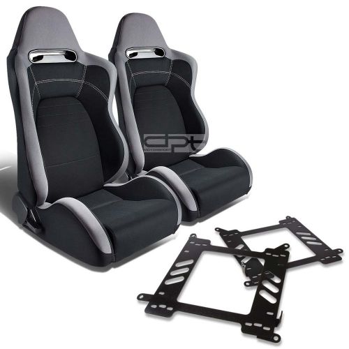 Type-r racing seat gray black cloth+silder+for 99-07 focus mark 1 bracket x2