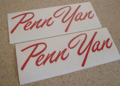 Penn yan vintage boat decals die-cut 2-pak red 12&#034; free ship + free fish decal!