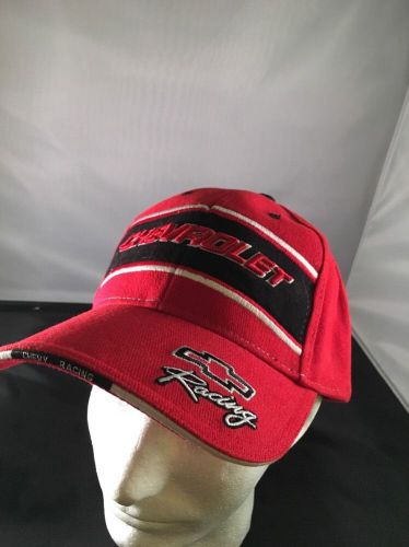 Hat cap chevrolet racing chevy red black   velcro strap excellent chevy