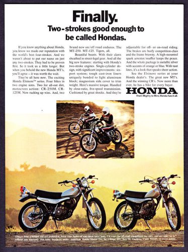 1973 honda mt-250 &amp; mt-125 motorcycle photo &#034;finally two-strokes&#034; print ad