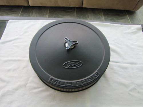 Mustang air cleaner.     black with the word mustang