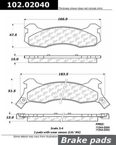 Centric 102.02040 brake pad or shoe, rear-c-tek metallic brake pads-preferred