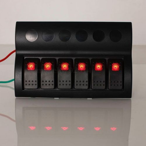 Marine boat 6 gang circuit breakers led rocker switch panel waterproof 12v 24v